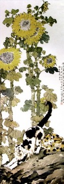  Girasoles Obras - Xu Beihong girasoles tinta china antigua